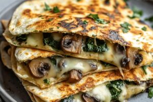 Baked Spinach Mushroom Quesadillas Recipe
