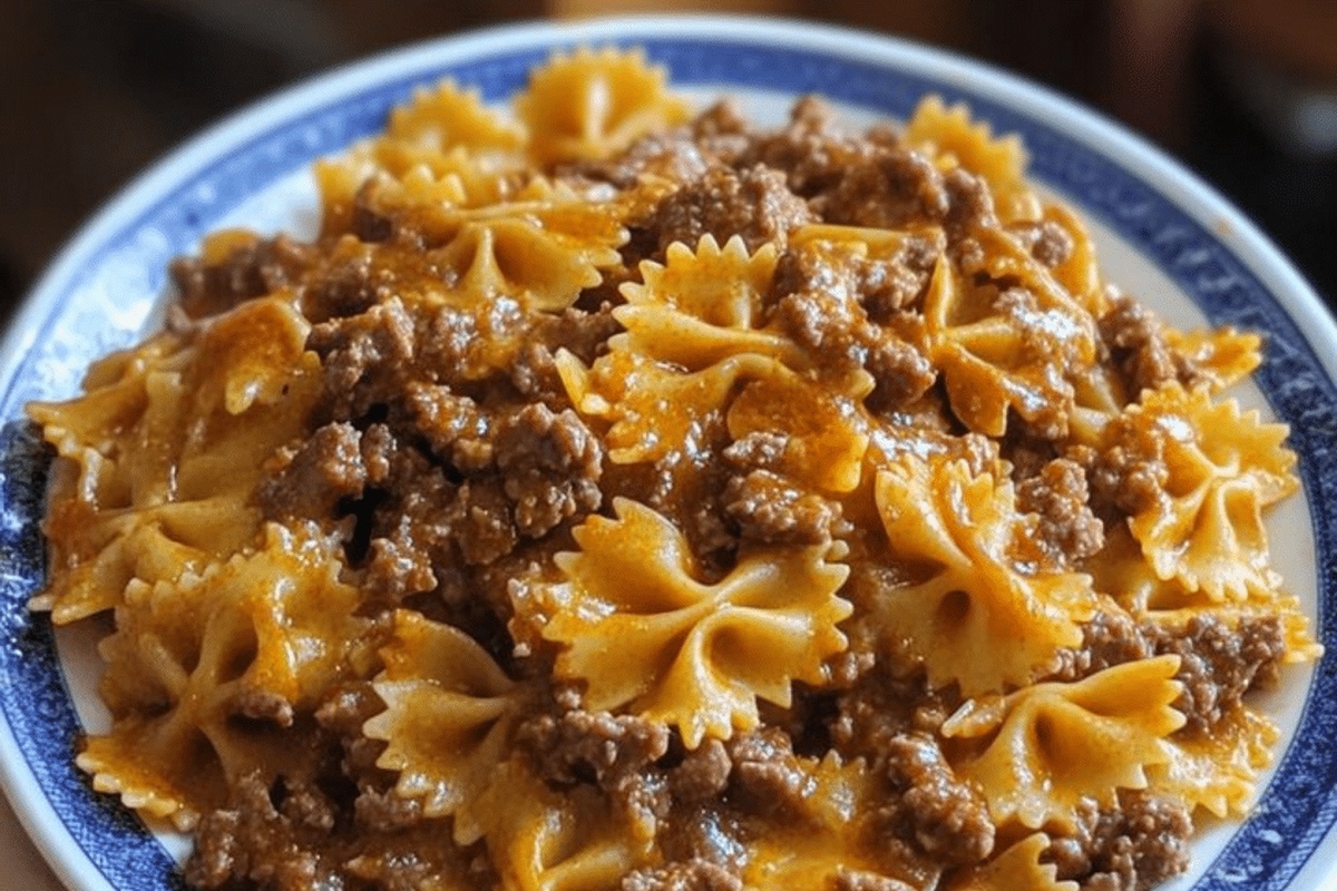 Velveeta Beef Bowtie Pasta Recipe