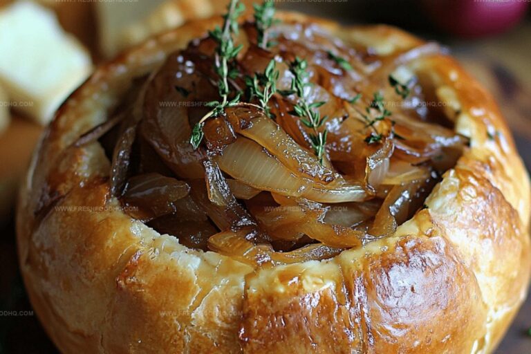 Caramelized Onion Baked Brie Bread Bowl Recipe
