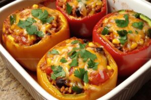 Stuffed Bell Peppers with Melted Cheese Recipe