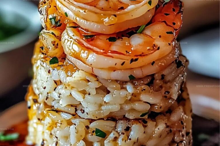 Garlic Butter Shrimp And Rice Stack Recipe