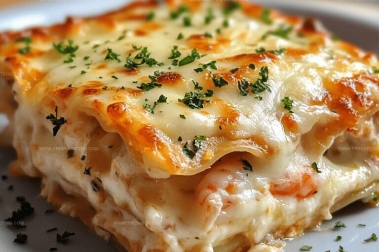Cheddar Shrimp Lasagna with White Sauce and Cheese Recipe