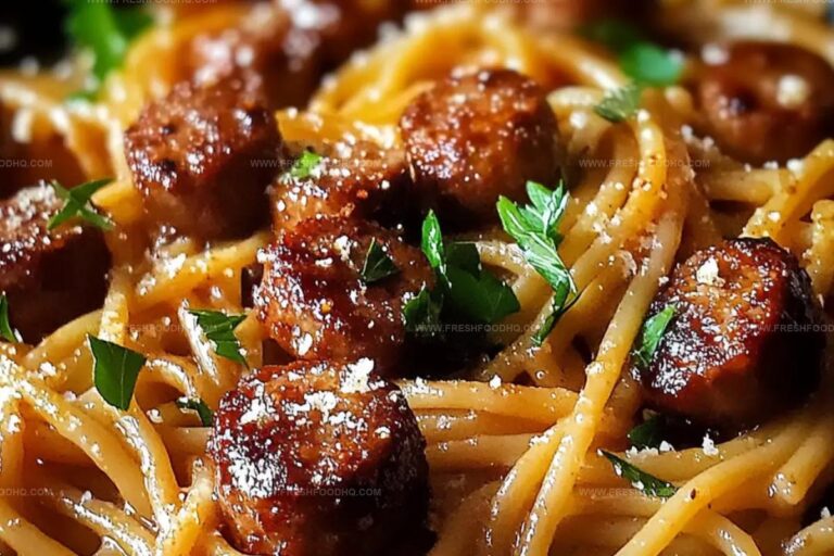 Sticky Honey Garlic Sausage Pasta Skillet Recipe