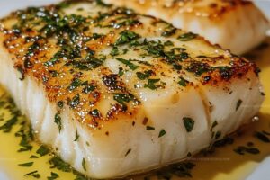 Golden Seared Cod Recipe with Herb Butter Sauce