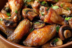 Baked Chicken Wings With Mushrooms Recipe