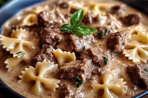 Velvet Beef And Bowtie Pasta Recipe