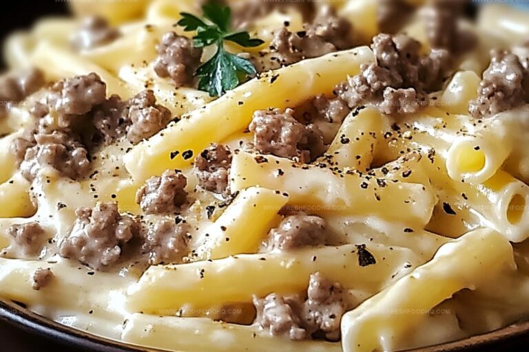 Creamy Ground Beef Alfredo Pasta Recipe