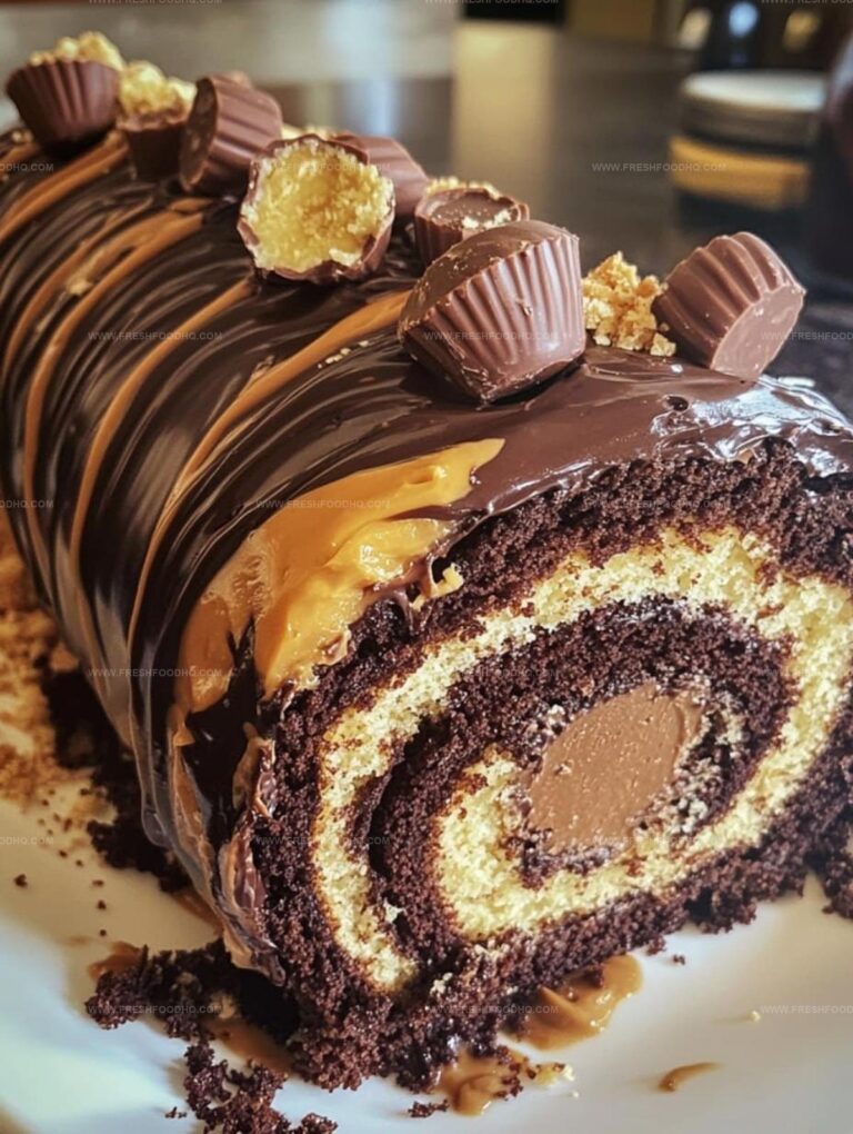 Chocolate Peanut Butter Roll Cake Recipe