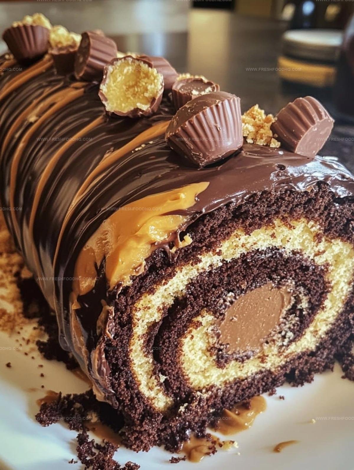 Chocolate Peanut Butter Roll Cake Recipe