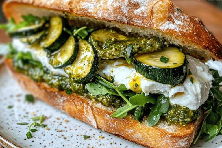 Burrata & Olive Pesto Sandwich with Zucchini Recipe