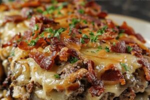 Mushroom Swiss Bacon Meatloaf Casserole Recipe