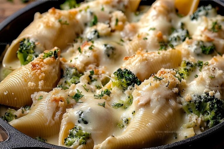 Chicken & Broccoli Alfredo Stuffed Shells Recipe