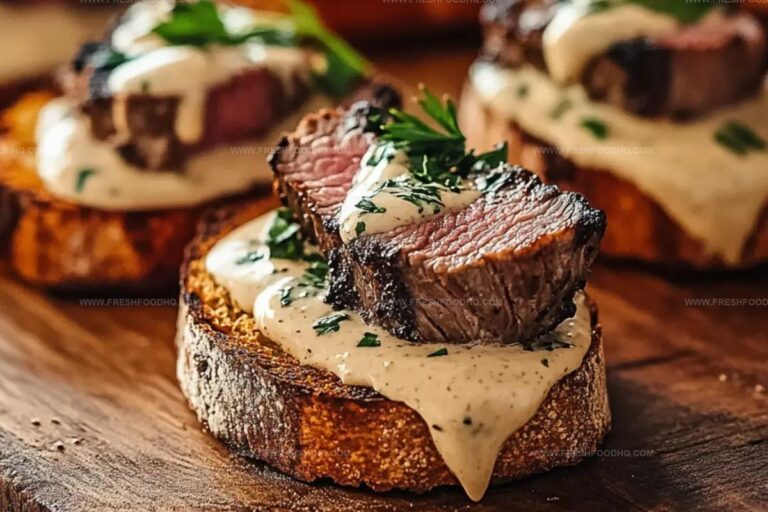 Beef Tenderloin Crostini With Parmesan Cream Sauce Recipe