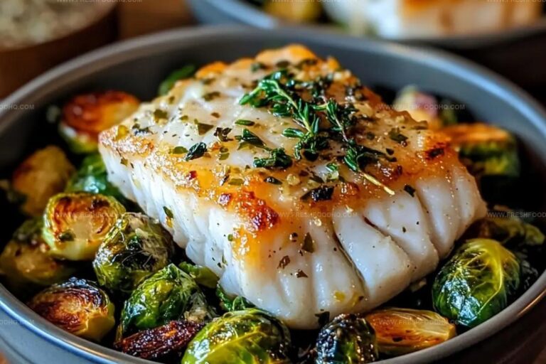 Lemon Garlic Butter Cod Bowls With Roasted Brussels Sprouts Recipe