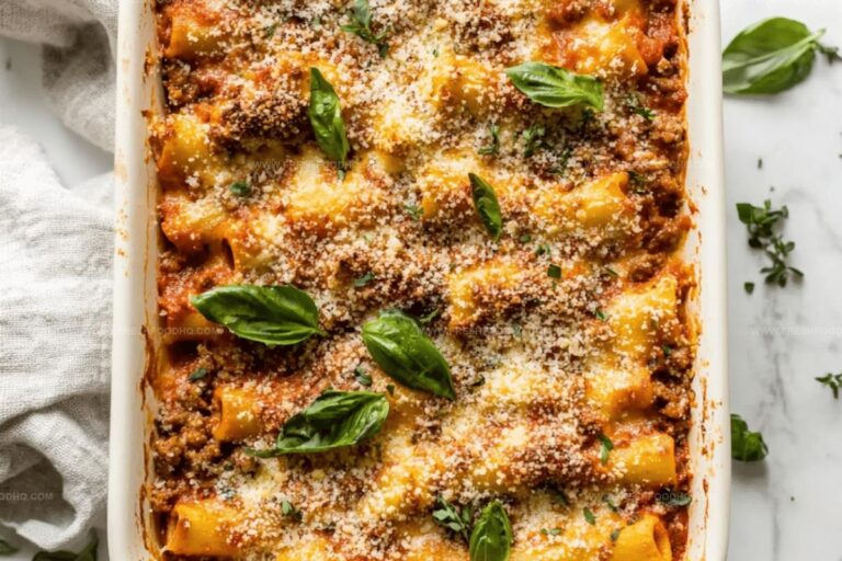 Baked Ziti with Cheesy Tomato Sauce and Sausage Recipe