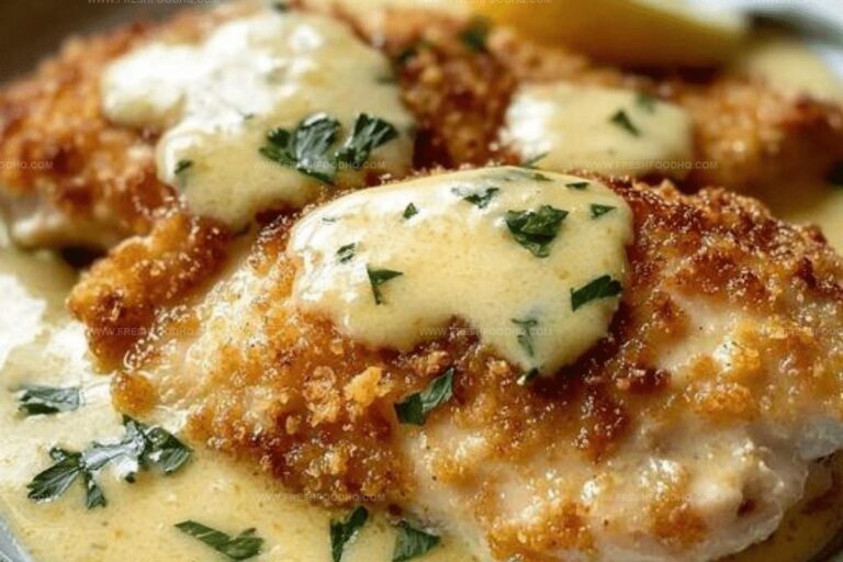 Lemon Pecorino Crusted Chicken with Creamy Lemon Sauce Recipe