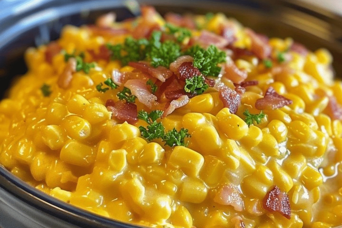 Slow Cooker Cheddar Corn with Bacon Recipe