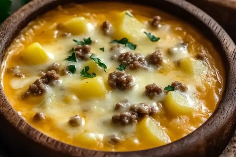 Cheesy Hamburger Potato Soup Recipe
