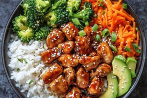 Sticky Chicken Rice Bowls Recipe