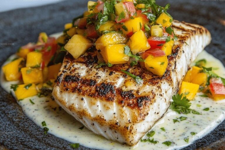 Grilled Fish with Tartar Sauce and Mango Salsa Recipe