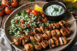 Lebanese Turkey Kebabs with Tahini Sauce Recipe
