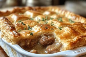 Sausage and Gravy Pie with Biscuit Crust Recipe