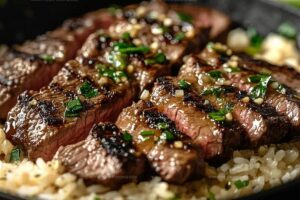 Honey Garlic Butter Steak And Rice Skillet Recipe