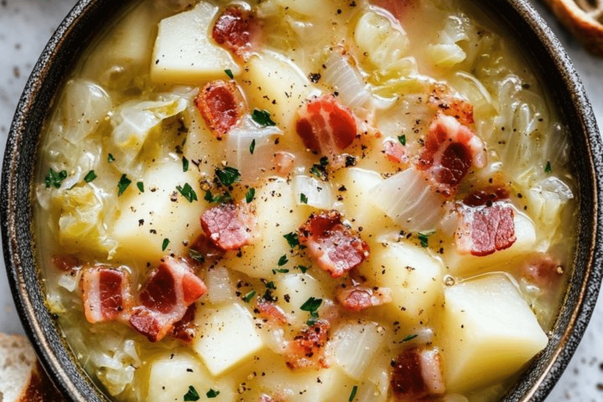 Irish Bacon, Cabbage, and Potato Soup Recipe