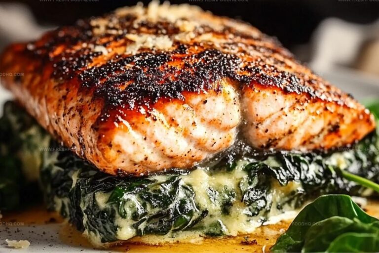 Blackened Salmon Stuffed With Spinach & Parmesan Recipe