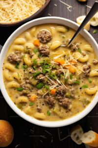 One-Pot Macaroni Cheeseburger Soup Recipe
