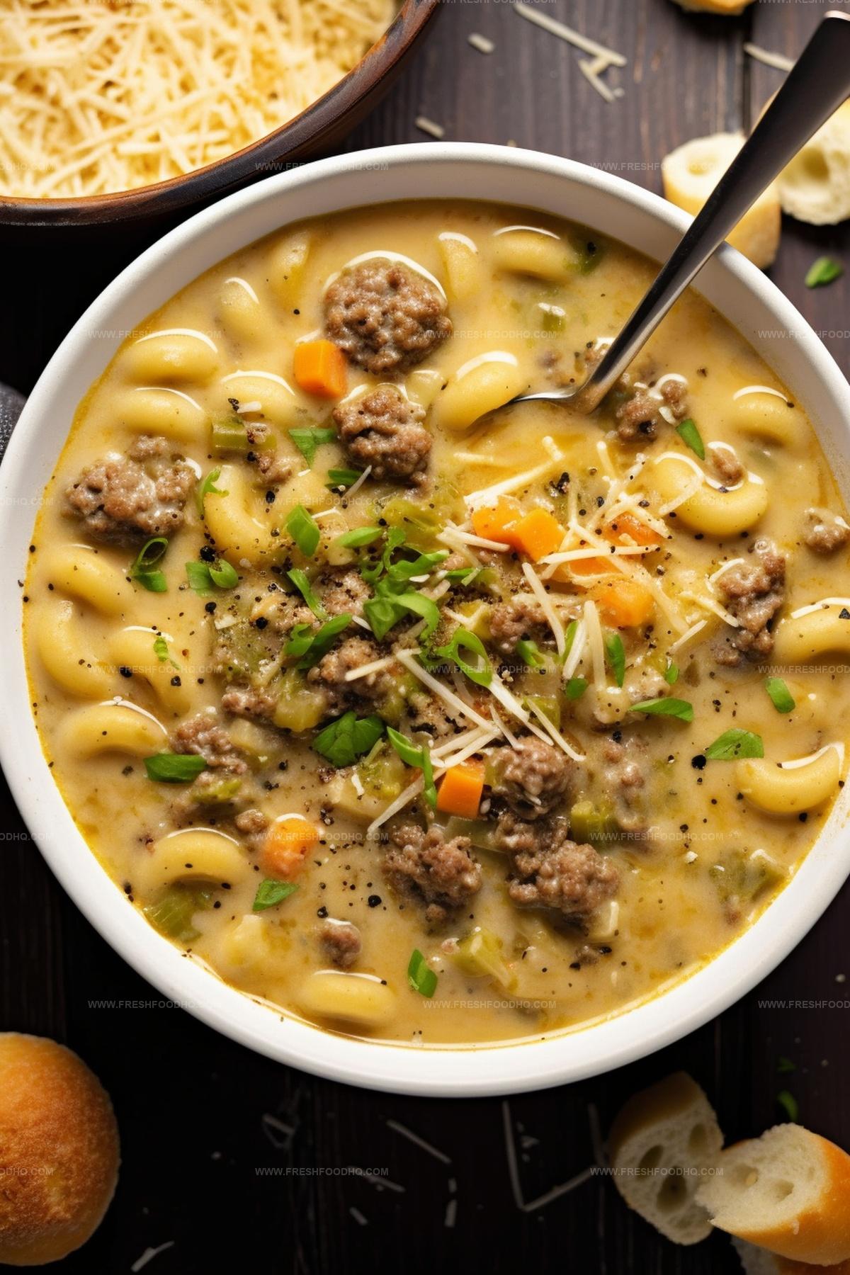 One-Pot Macaroni Cheeseburger Soup Recipe