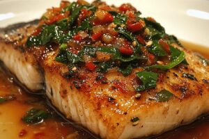 Pan-Fried Sea Bass with Chili & Greens Recipe