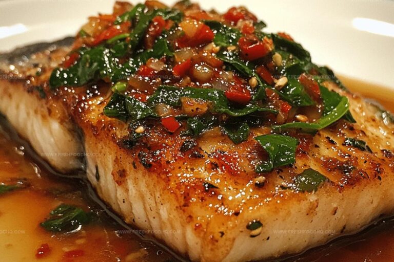 Pan-Fried Sea Bass with Chili & Greens Recipe
