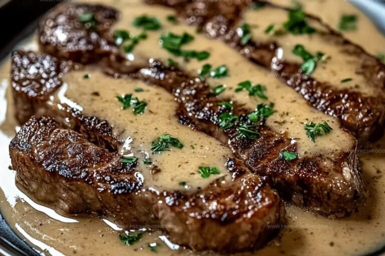 Juicy Steak With Creamy Garlic Sauce Recipe