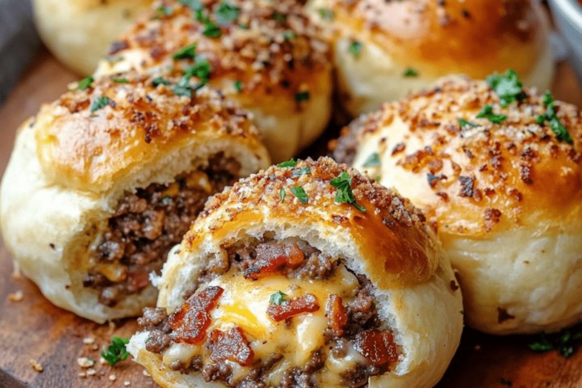 Garlic Parmesan Bacon Cheeseburger Bombs Recipe