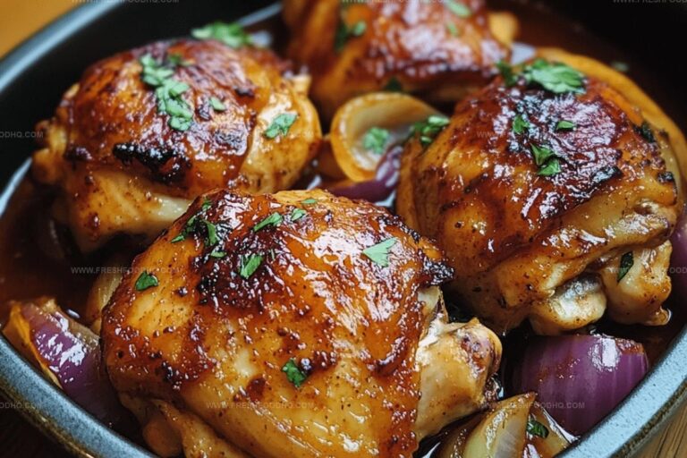 Baked Barbecue Chicken Thighs with Onions Recipe