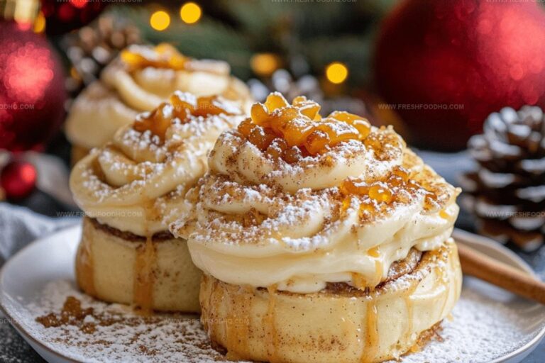 Christmas Cinnamon Rolls with Caramel Cream Cheese Icing Recipe