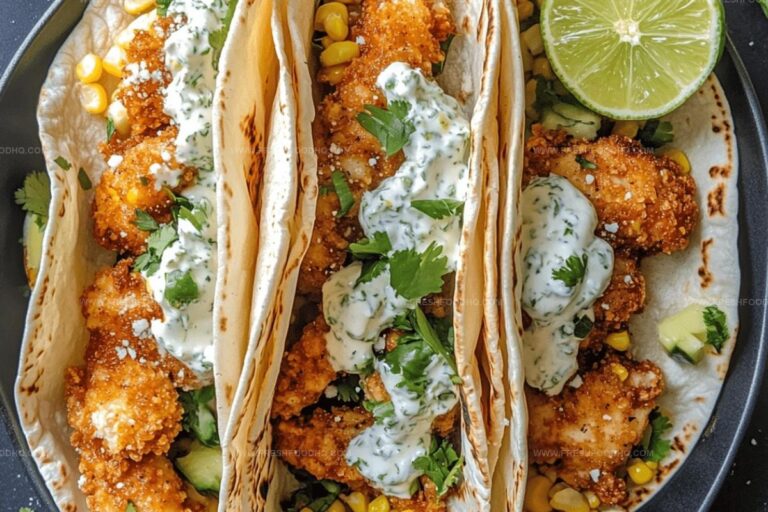 Fried Chicken Street Corn Tacos with Jalapeno Lime Ranch Recipe