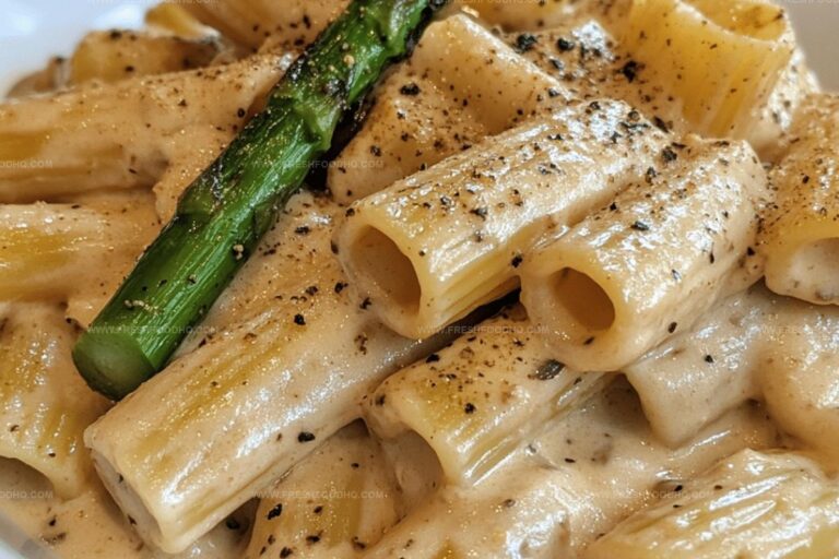 Rigatoni and Grilled Asparagus Creamy Pasta Recipe