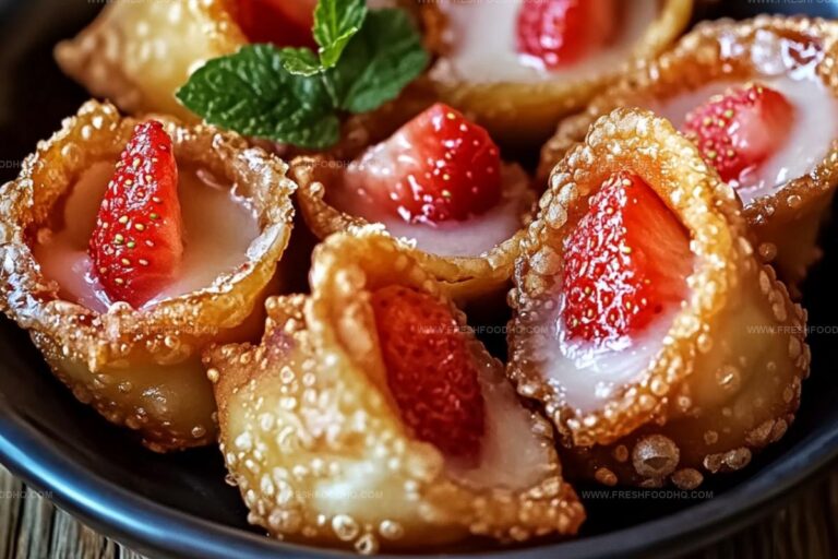 Deep-Fried Strawberry Cheesecake Wonton Bites Recipe