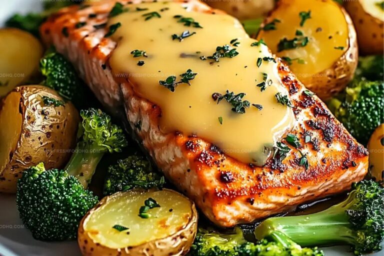 Lemon Butter Salmon With Crispy Potatoes And Broccoli Recipe