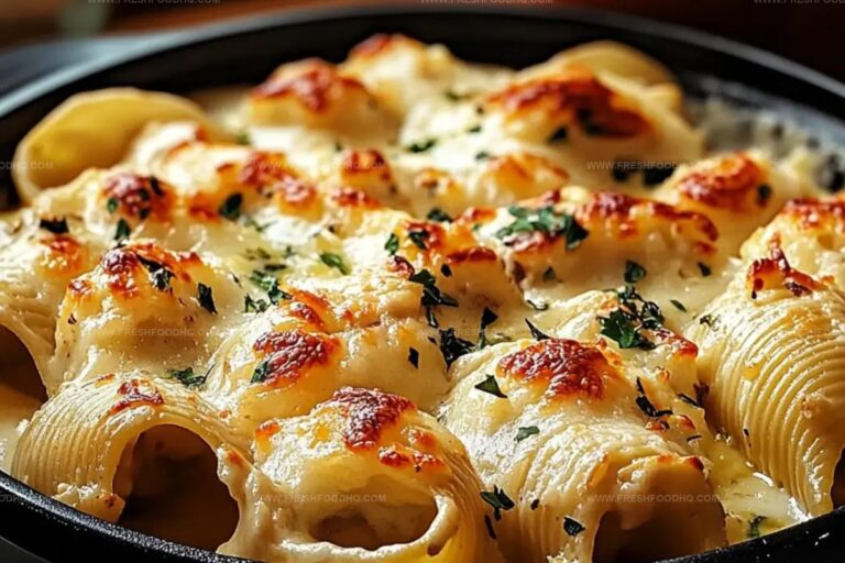 Garlic Butter Chicken Alfredo Stuffed Shells Recipe