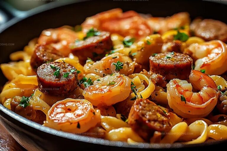 Garlic Butter Shrimp And Sausage Skillet Pasta Recipe