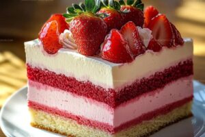 Vanilla Strawberry Ombre Cake Recipe