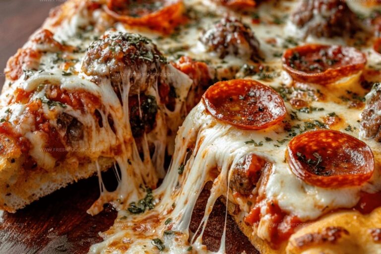 Pizza Made with Meatballs and Pepperoni Recipe