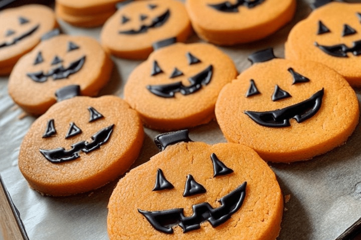 Freshly Baked Pumpkin Face Sugar Cookies Recipe