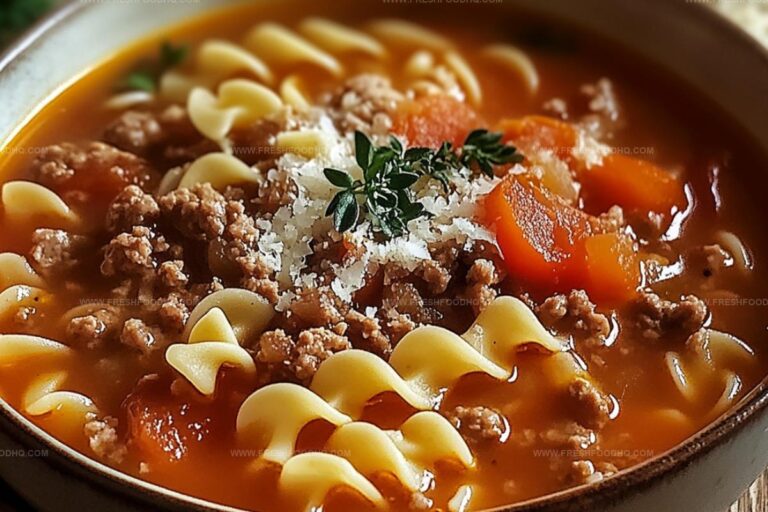 Hamburger Noodle Soup With Tomatoes And Parmesan Recipe
