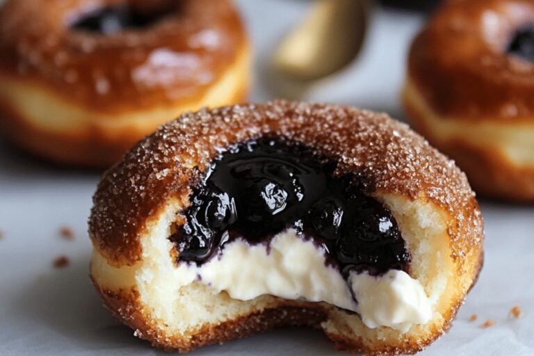 Doughnuts with Balsamic Blueberry and Cheesecake Filling Recipe