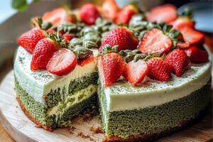 Strawberry Matcha Tres Leches Cake Recipe