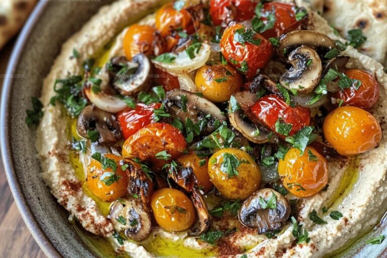 Creamy Homemade Hummus with Roasted Cherry Tomatoes Recipe
